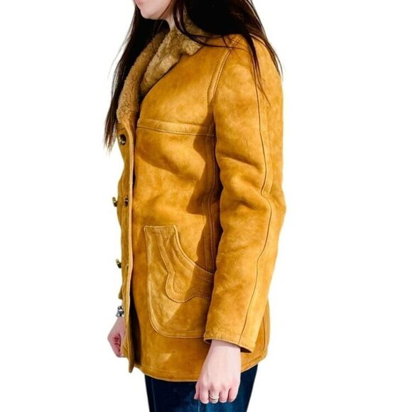 Vintage Shearling Double Breasted Coat - Picture 5 of 7